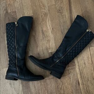 Steve Madden Northside Black Quilted Riding Boots